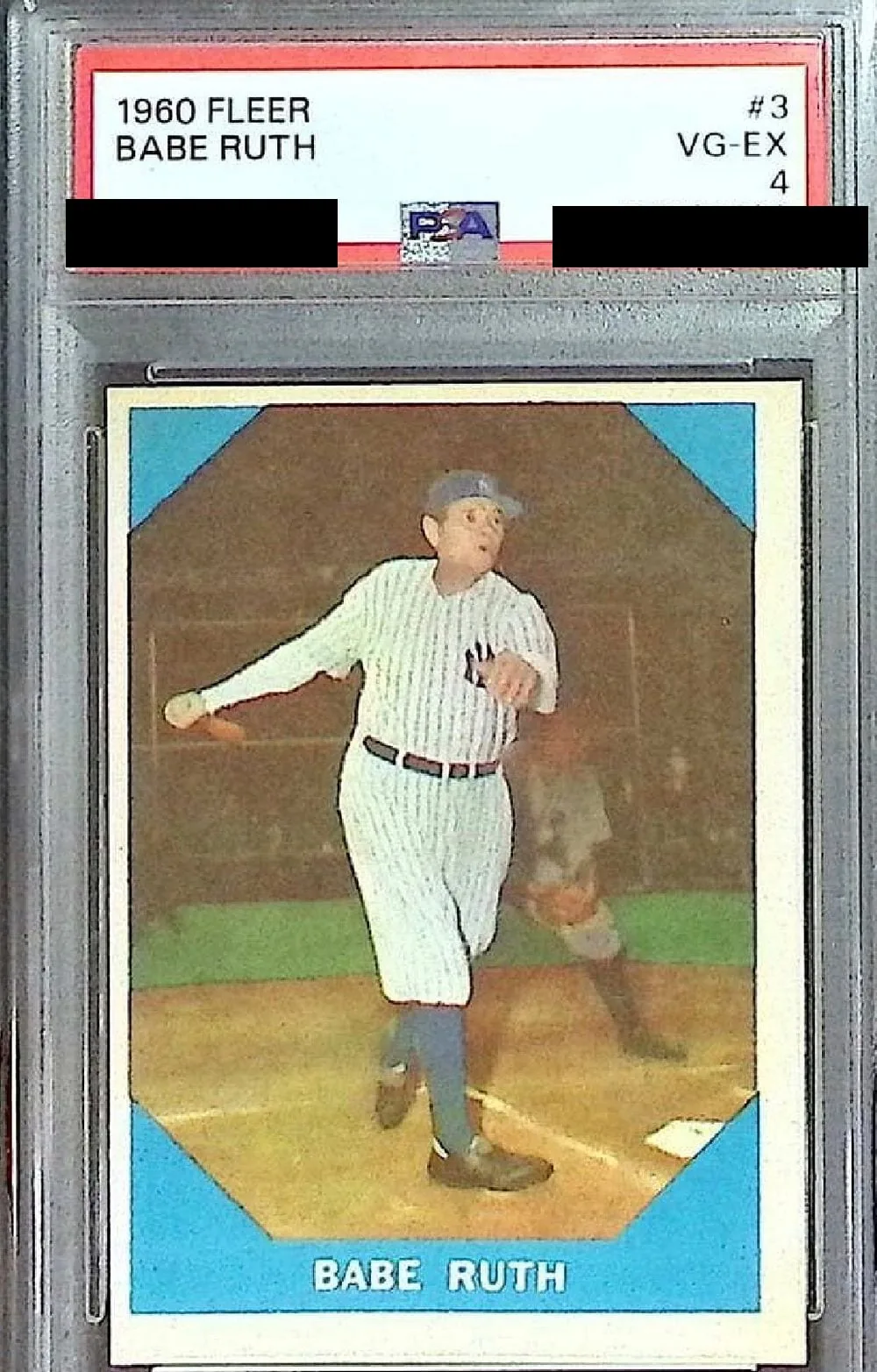 A 1960 Fleer Babe Ruth card in a PSA VG-EX 4 slab